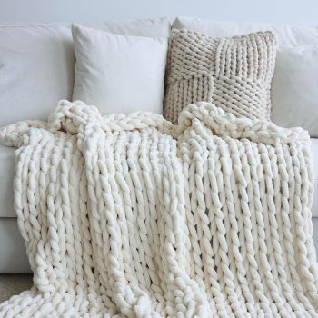 Chenille Chunky Knit Throw Cream 30x40