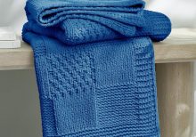 Checkered Chenille Knit Throw Blue 50x60
