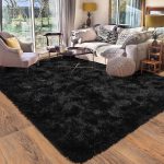 Black Modern Plush Rug 8x10