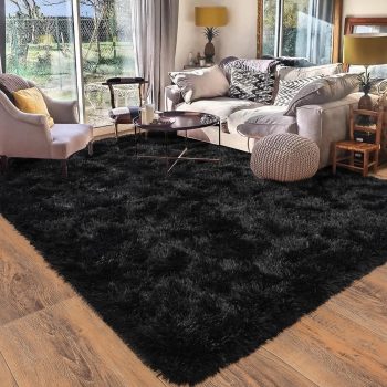 Black Modern Plush Rug 8x10