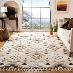 Shag Rug with Tassels 8x10 Ivory Brown